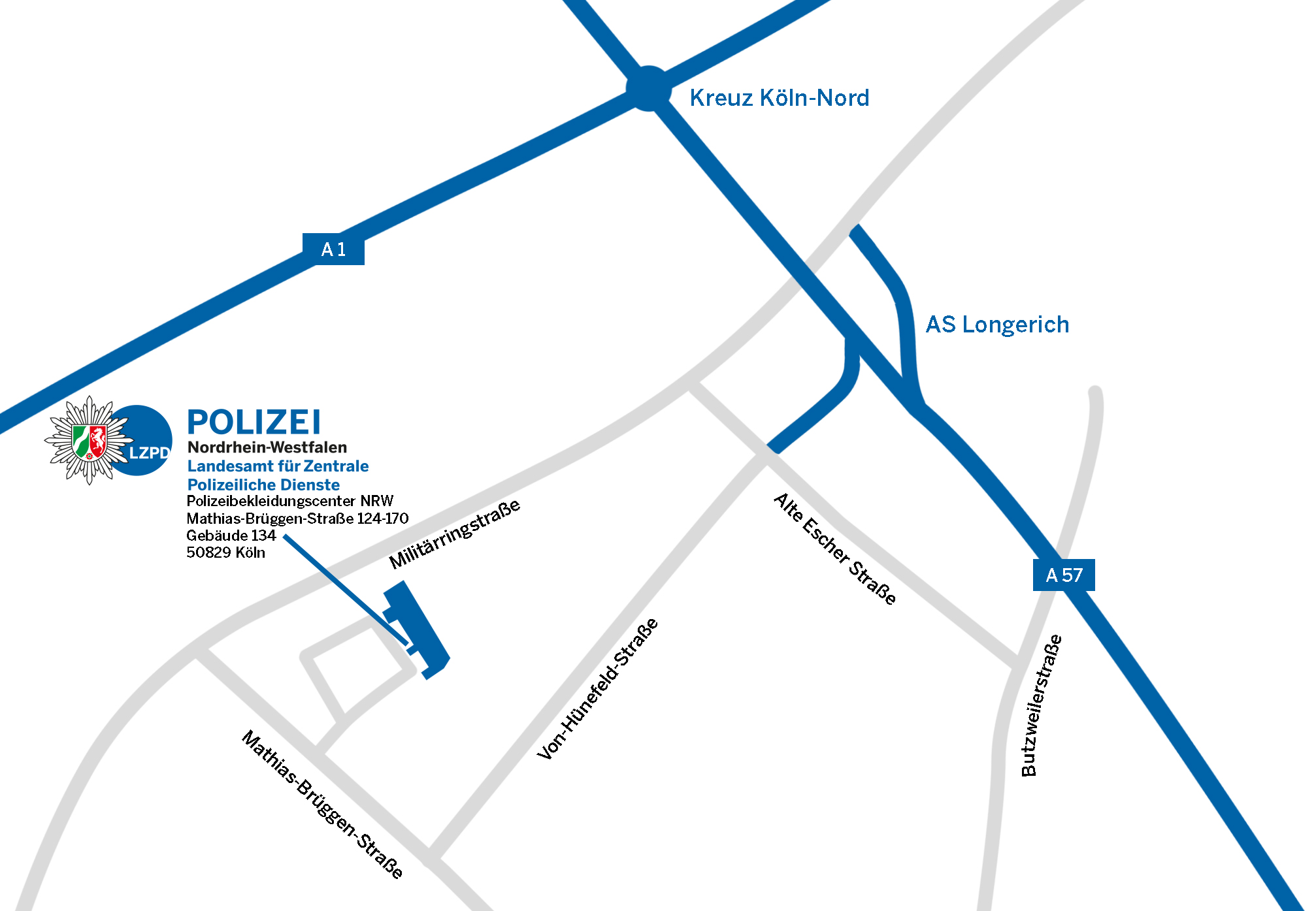 LZPD NRW Anfahrt Niederlassung Köln
