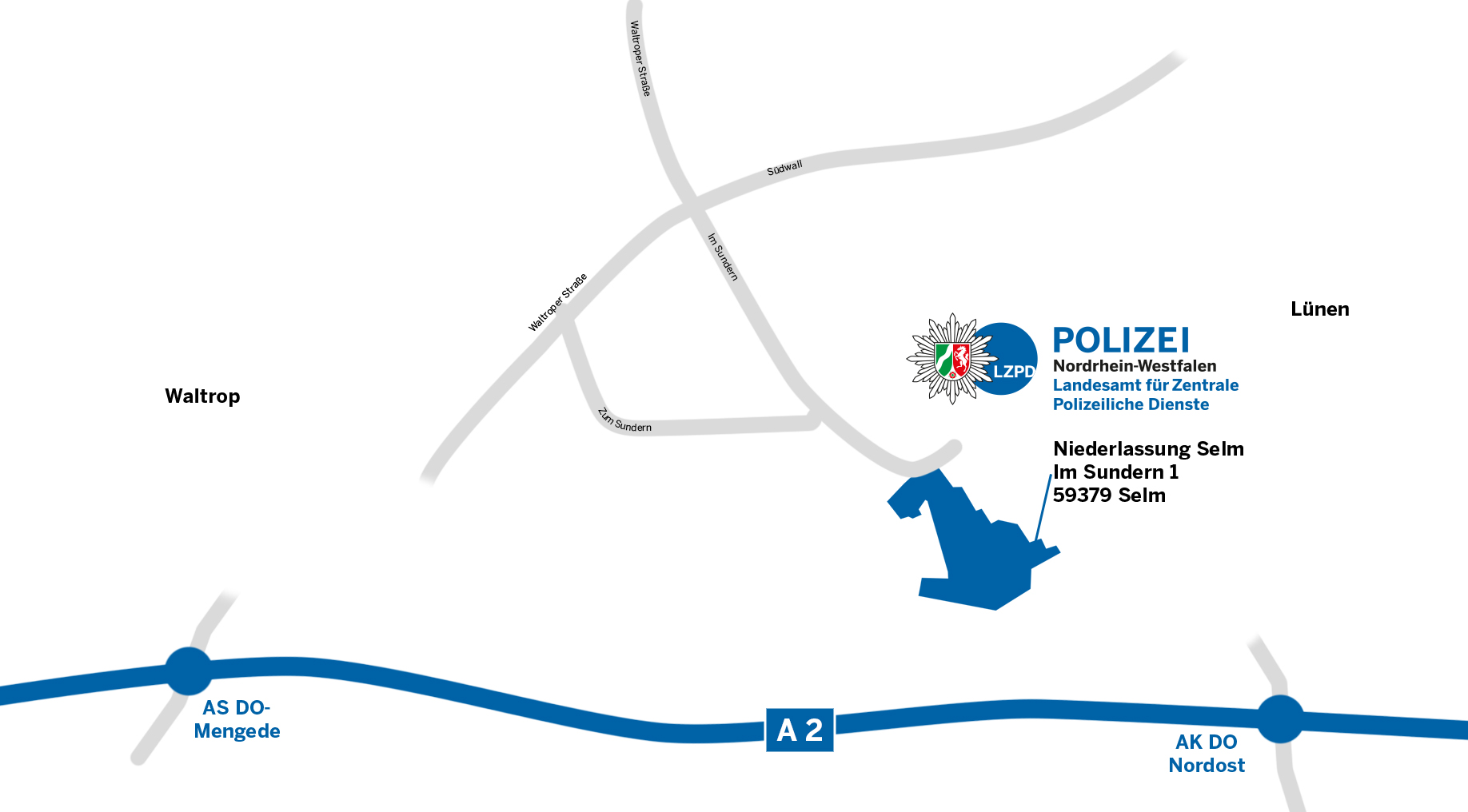 LZPD NRW Anfahrt Niederlassung Selm