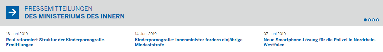Ein Bildschirmfoto des Bereichs Aktuelle Pressemitteilungen