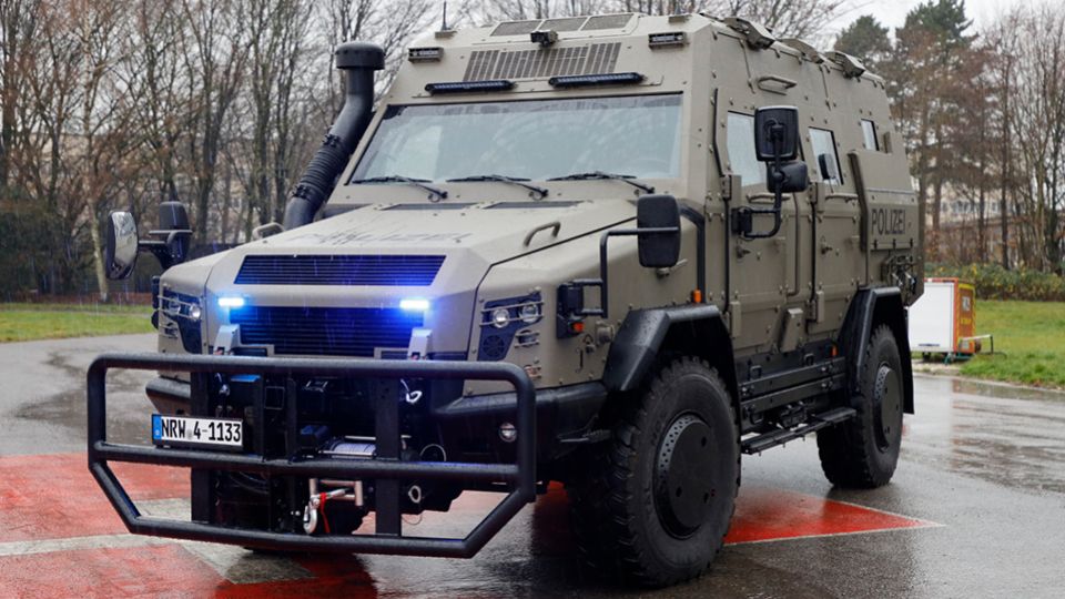 Front view of anti-terror vehicle 'Survivor R'