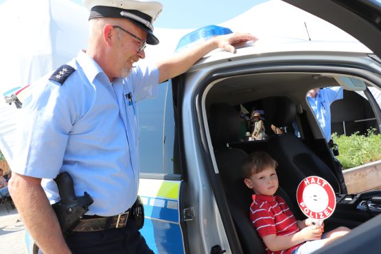 Streifenwagen Blaulichttag