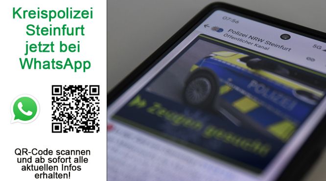 Werbeplakat für den WhatsApp Kanal der Polizei Steinfurt